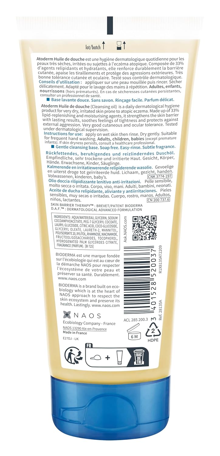 Bioderma Atoderm Shower Oil, Cleansing Oil - 3.3 fl oz