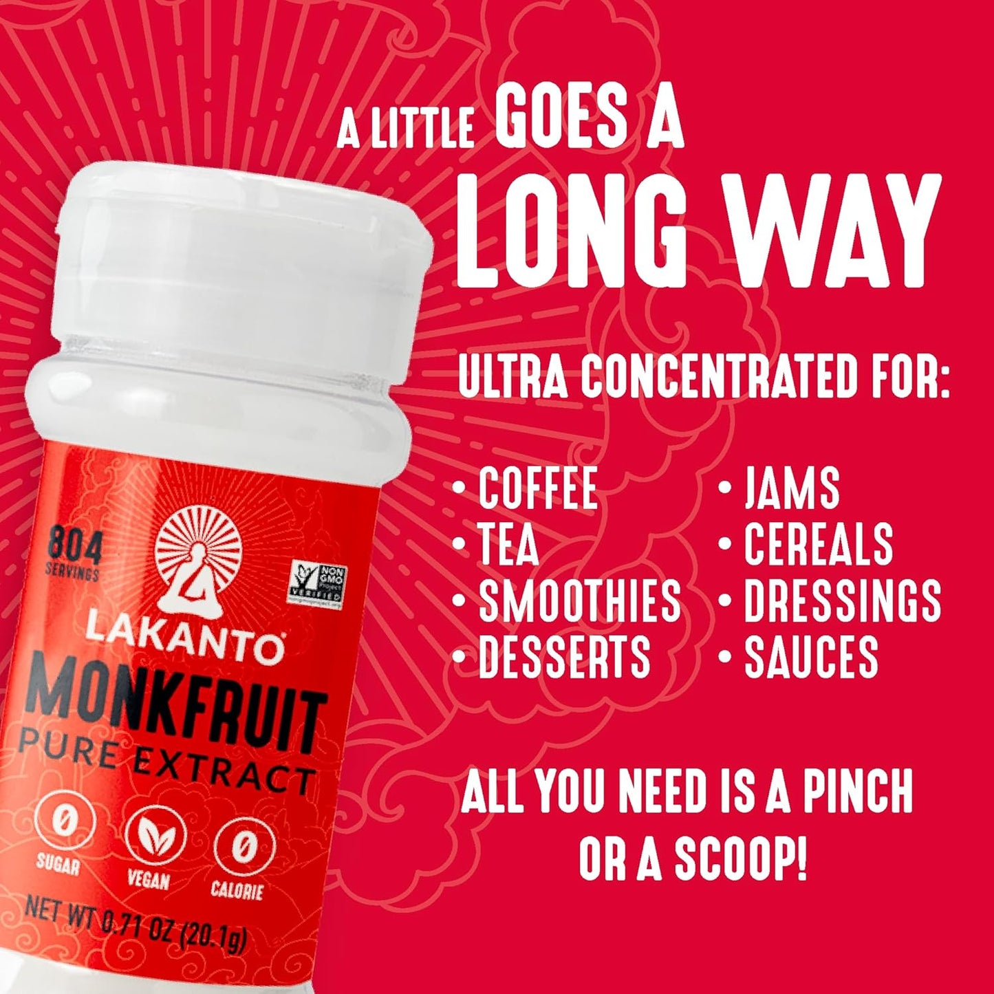 Lakanto Pure Monk Fruit Sweetener Extract Powder -0.71 oz - Pack of 1