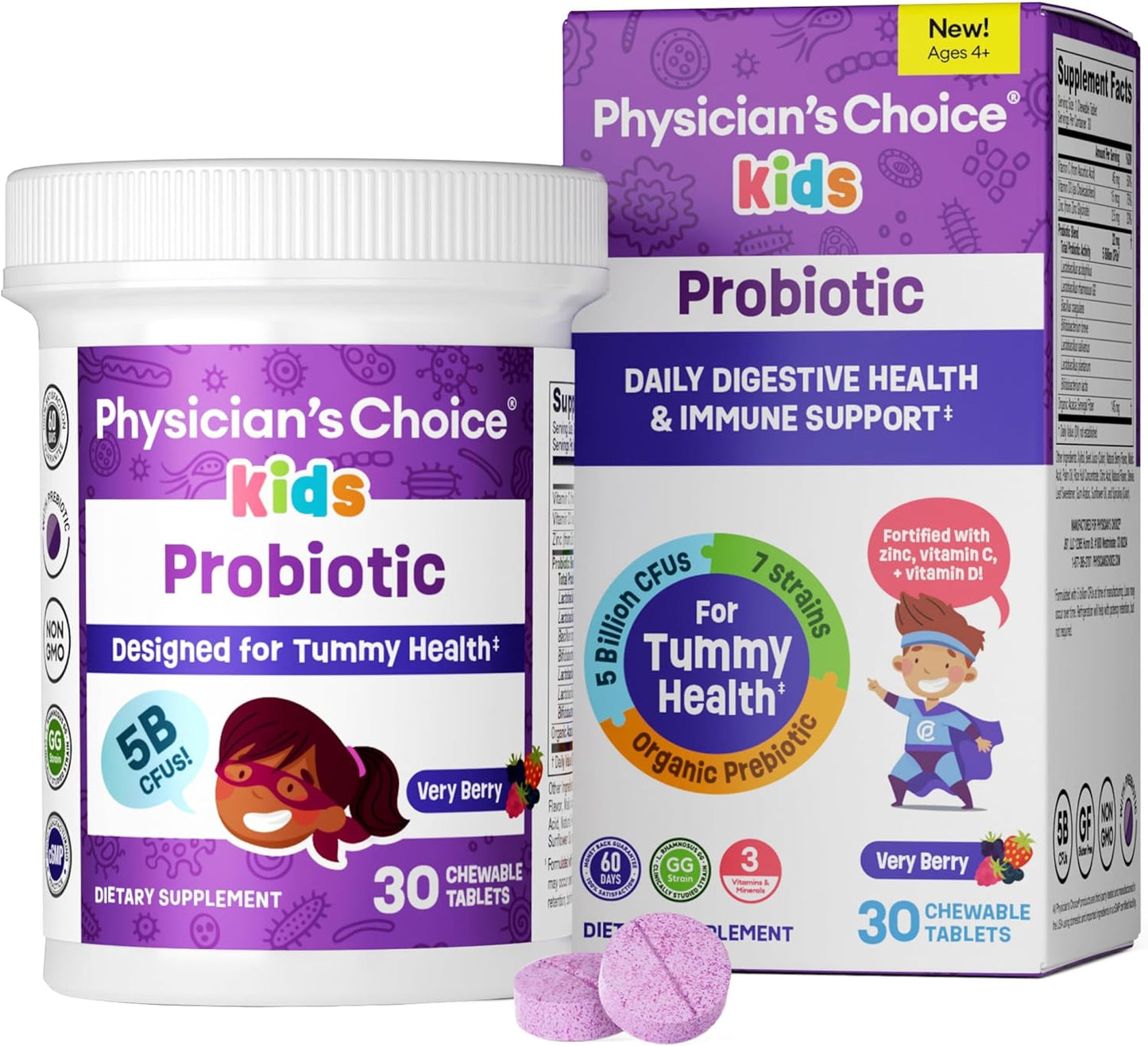 Physician's CHOICE Probiotics for Kids - 7 Diverse Strains, Organic Prebiotics