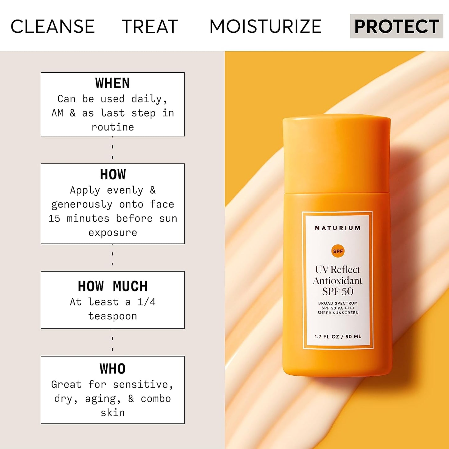 Naturium UV Reflect Antioxidant, Broad Spectrum SPF 50 PA ++++ - 1.7 oz