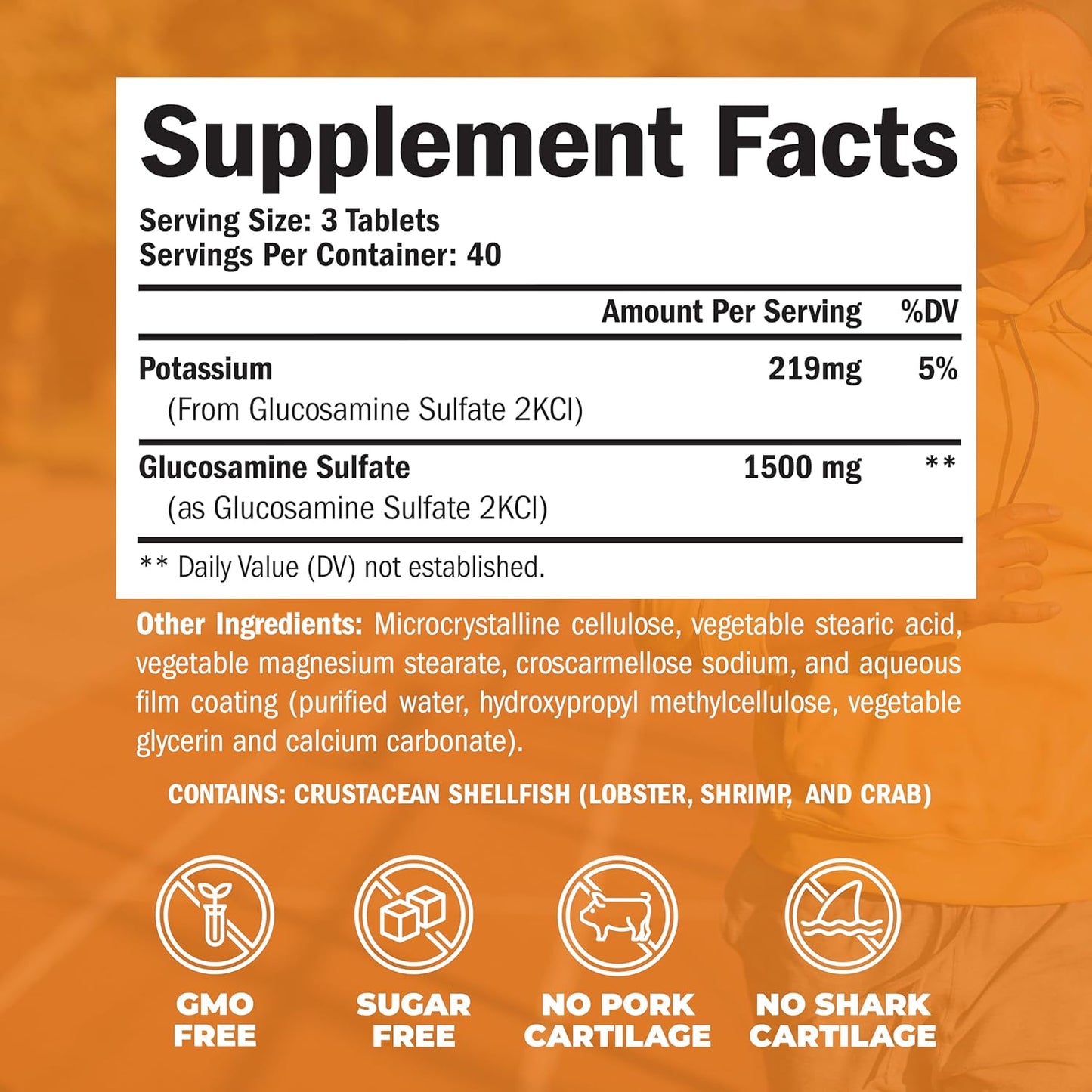 Glucosamine Sulfate 1500mg Joint Support Supplement.  120 Count