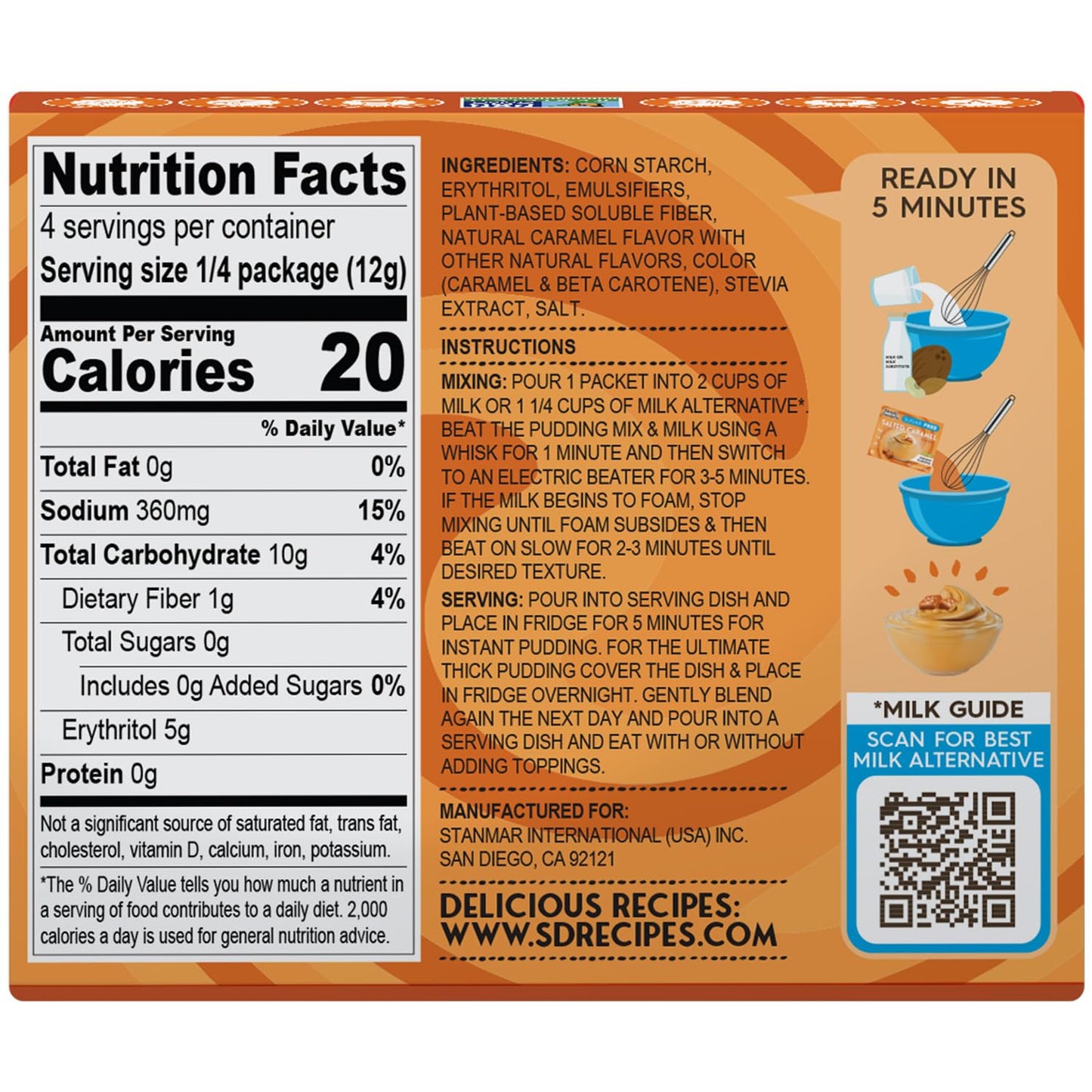 Simply Desserts Salted Caramel Instant Pudding, Sugar-Free, 6-Pack – 1.7 Oz Ea