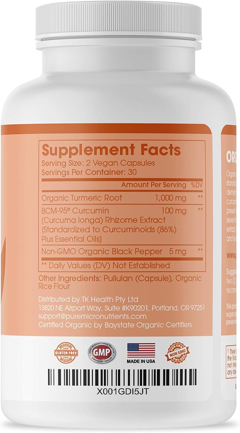Organic Turmeric Curcumin with Black Pepper & BCM-95  - 60 Capsules