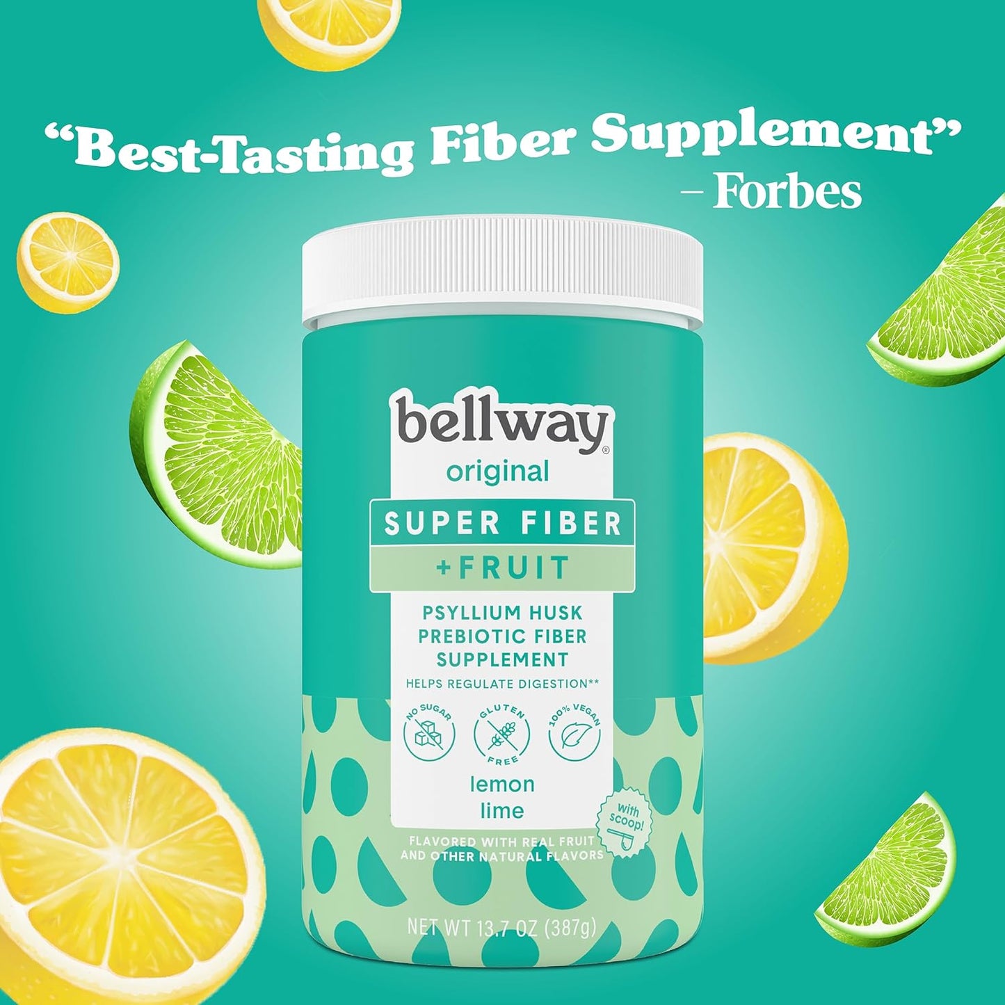 Bellway Super Fiber Powder + Fruit, Sugar Free Organic Psyllium Husk Powder (13.7 oz)