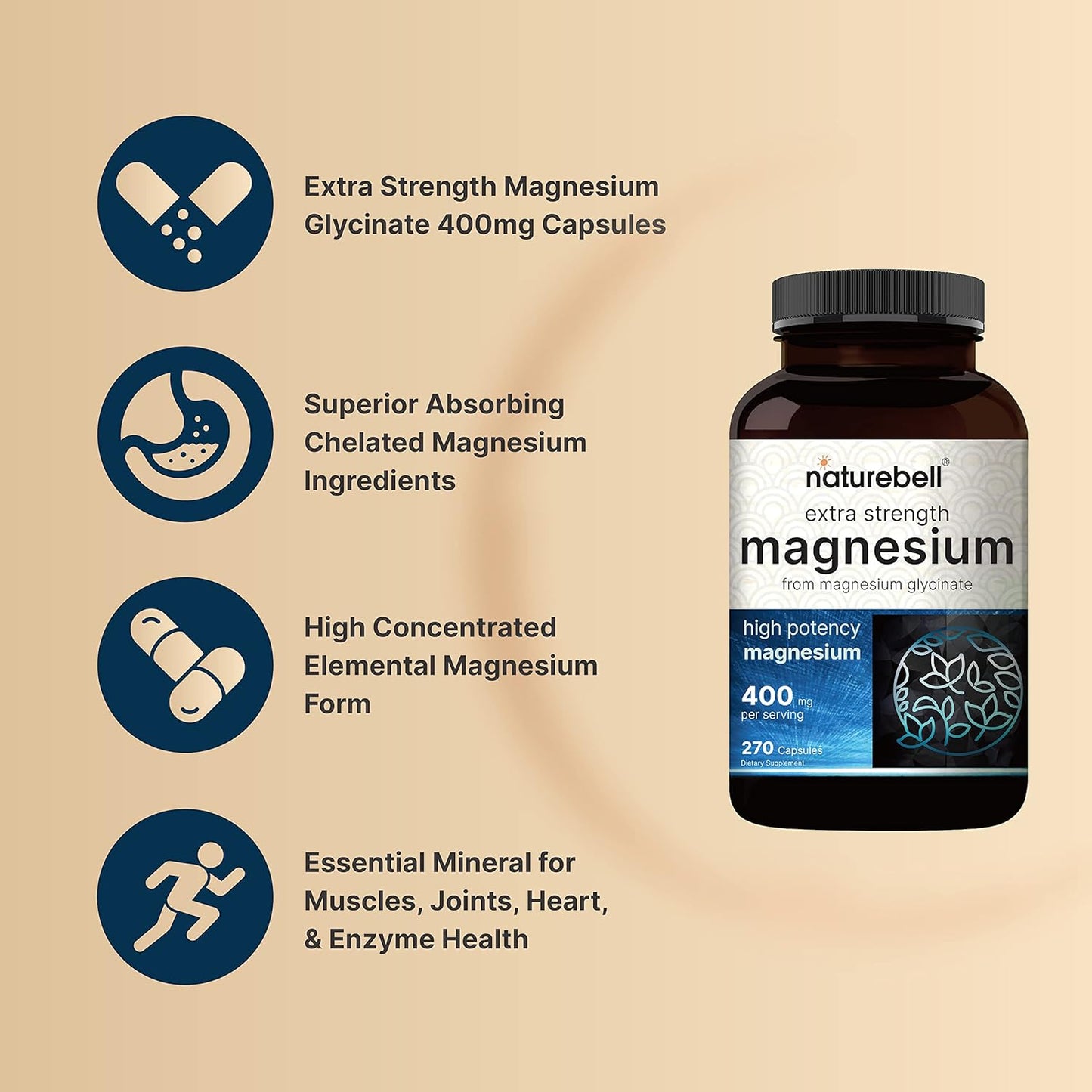 NatureBell Magnesium Glycinate  270 Capsules
