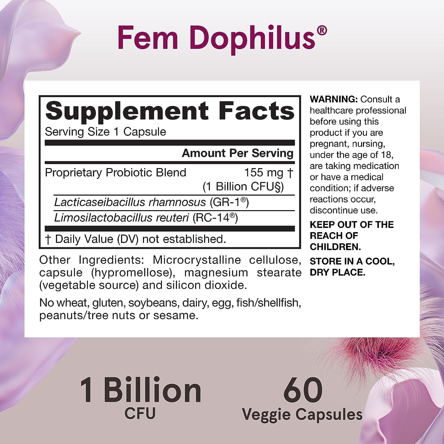 Jarrow Formulas Fem-Dophilus Probiotics   60 Veggie Capsules