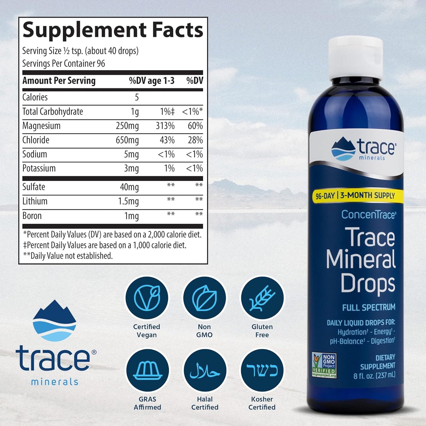 Trace Minerals ConcenTrace Drops Full Spectrum Minerals 8 fl oz