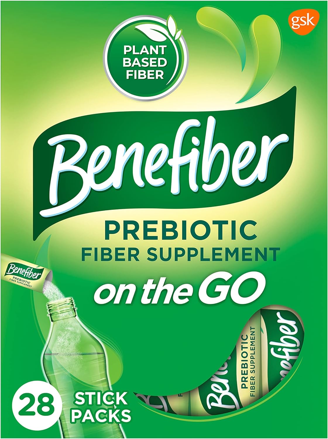 Benefiber On the Go Prebiotic Fiber Supplement Powder for Digestive Health,28 Sticks