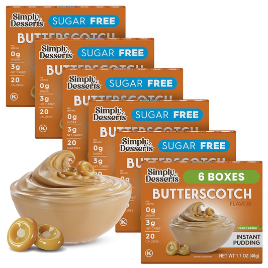Simply Desserts Butterscotch Instant Pudding, Sugar-Free, 6-Pack  1.7 Oz Ea