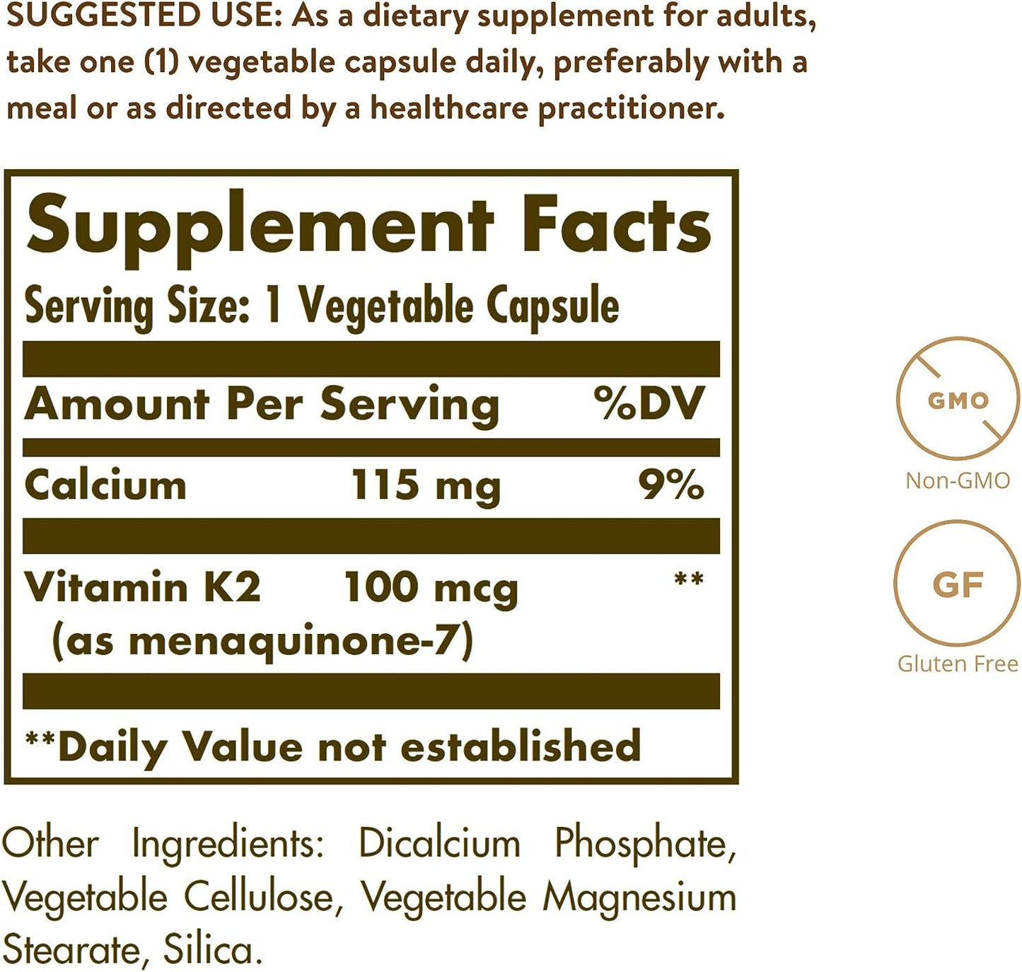 Solgar Vitamin K2 (MK-7) 100mcg,50 Vegetable Capsules