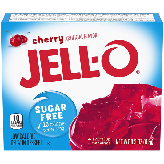 Jell-O Cherry Sugar-Free Gelatin Mix (0.3 oz Boxes, Pack of 6)