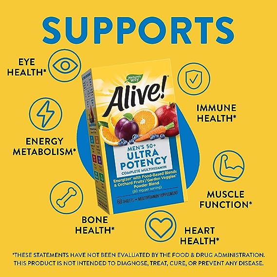 Nature’s Way Alive! Men’s 50+ Ultra Potency Complete Multivitamin, 60 Tablets