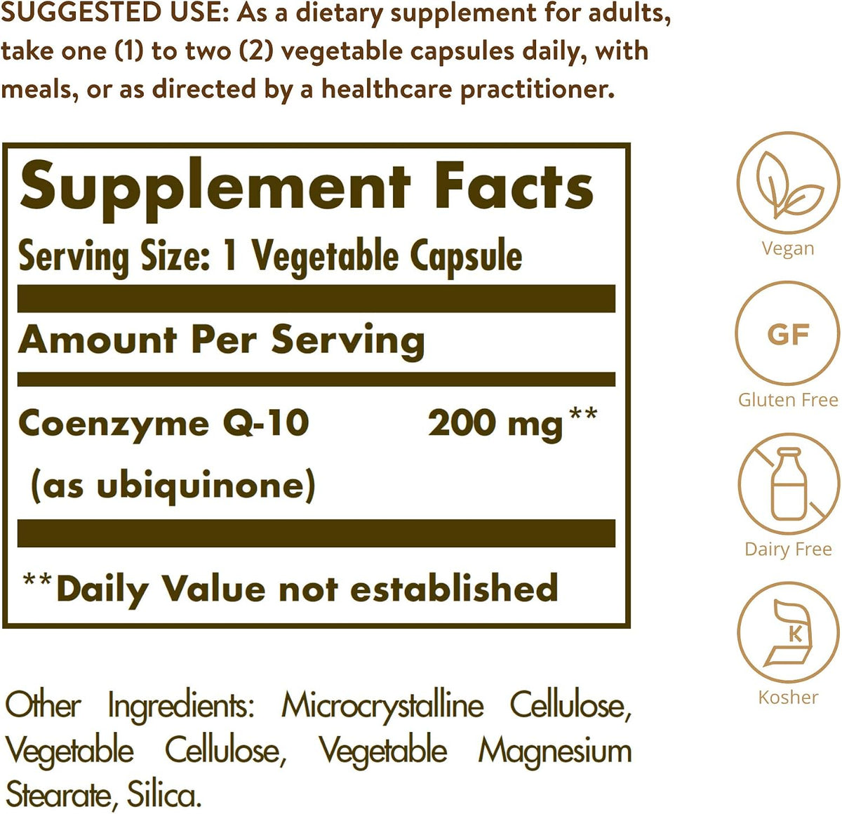 Solgar Vegetarian CoQ-10 200 mg, 60 Vegetable Capsules - Non-GMO