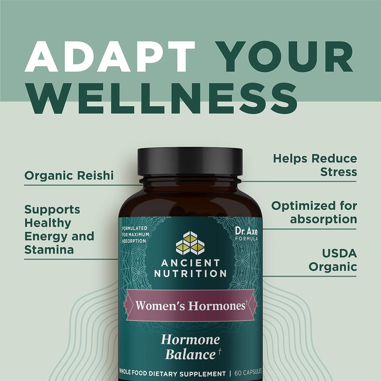 Ancient Nutrition Women's Hormones, Helps Reduce Stress, 60 Capsules