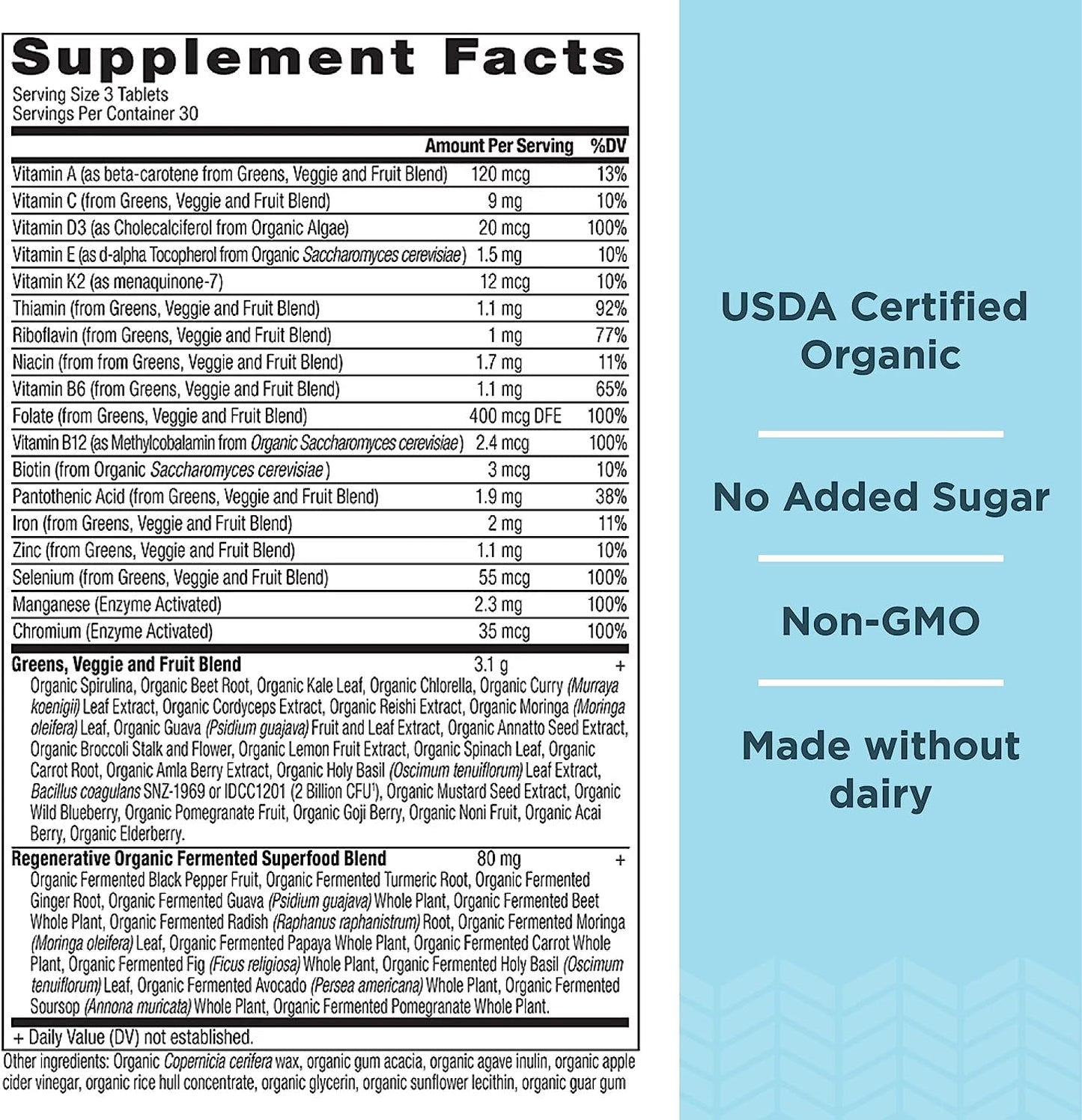 Ancient Nutrition Organic SuperGreens and Multivitamin 90 count