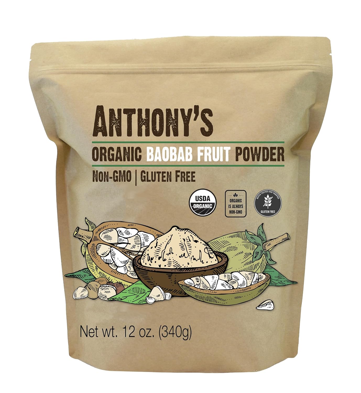 Anthony's Organic Baobab Fruit Powder, 12 oz