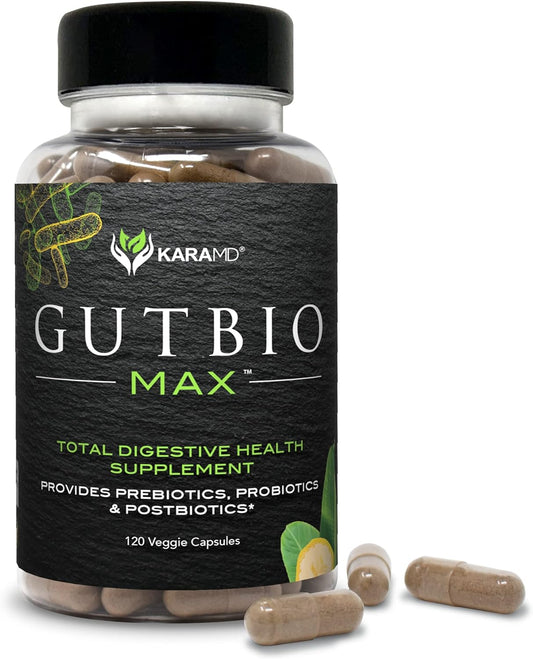 KaraMD GutBio Max - Fiber Supplement with Digestive Enzymes 120 Capsules