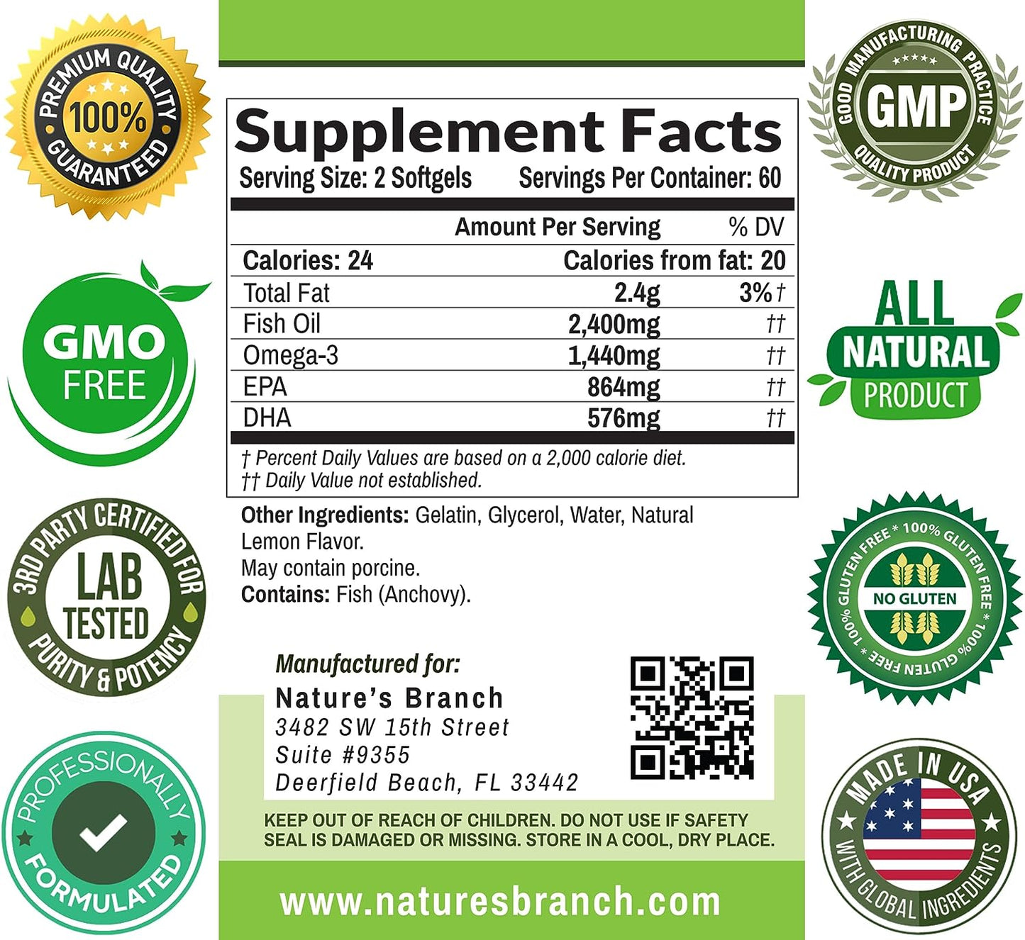 Best Triple Strength Omega 3 Fish Oil Pills 120 Capsules