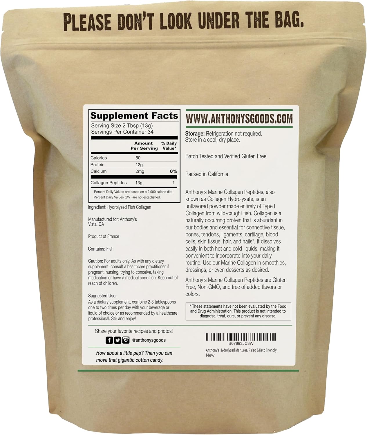 Anthony's Hydrolyzed Marine Collagen Peptides