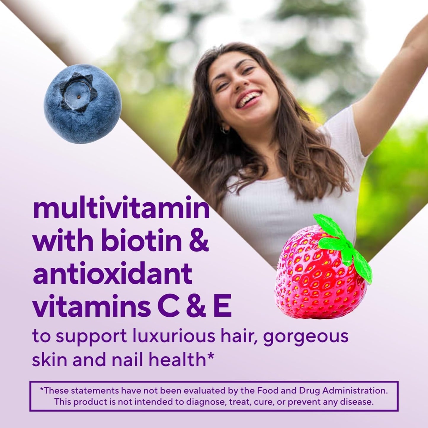 Vitafusion Gorgeous Hair, Skin & Nails Multivitamin Gummy Raspberry Flavor, 135ct