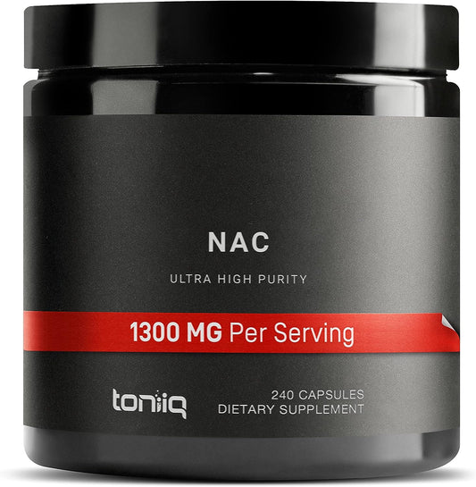 Toniiq 1300mg NAC - 4 Month Supply - Min. 98%+ Tested Purity -240 capsules