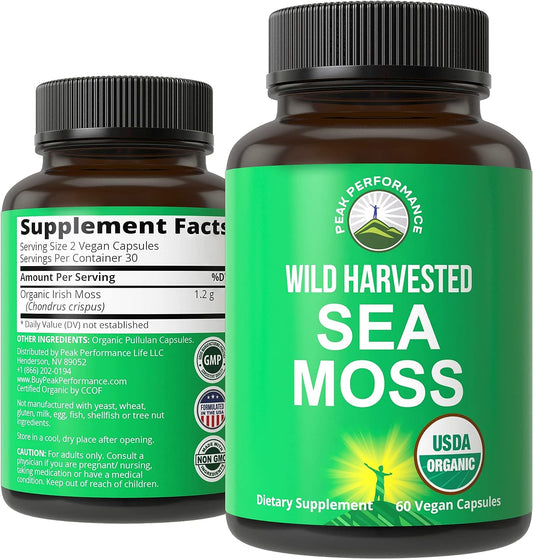 Organic Sea Moss Capsules. Wild Harvested Sea Moss