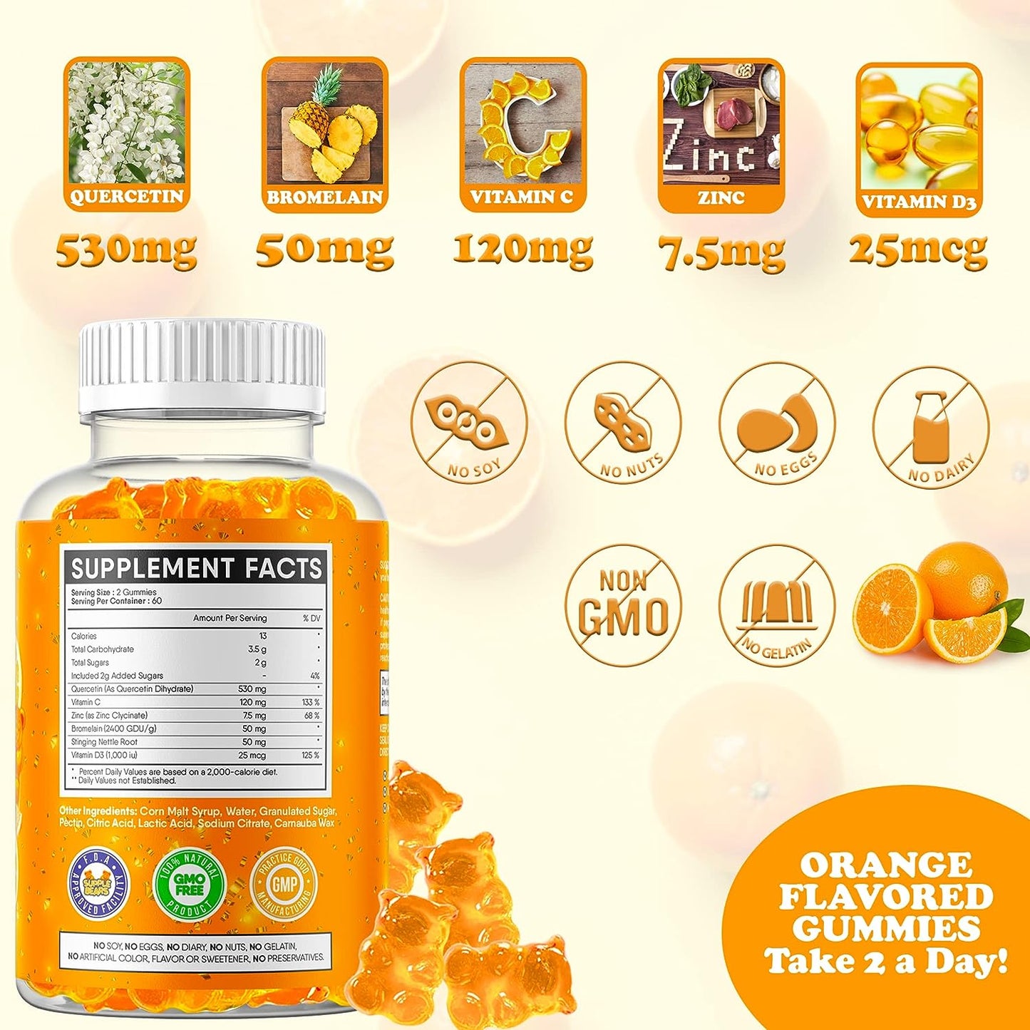 Supplebears Quercetin with Bromelain Gummies 60 supplements