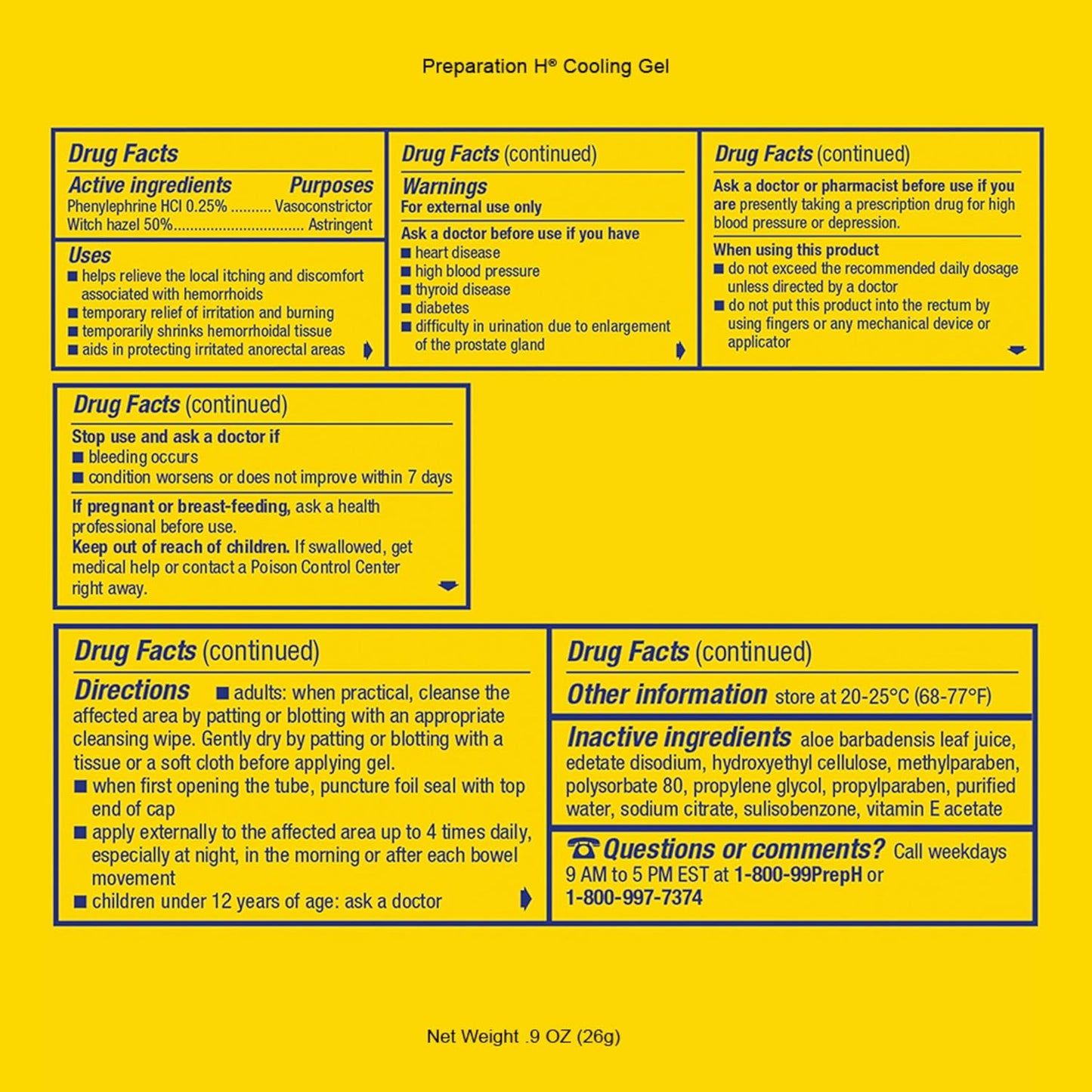 Preparation H Hemorrhoid Symptom Treatment Cream, Cooling Gel -0.9  oz