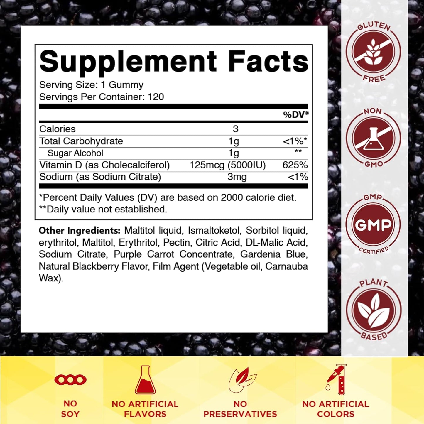 Vitamatic Sugar Free Vitamin D3 5000 IU - 120 Gummies
