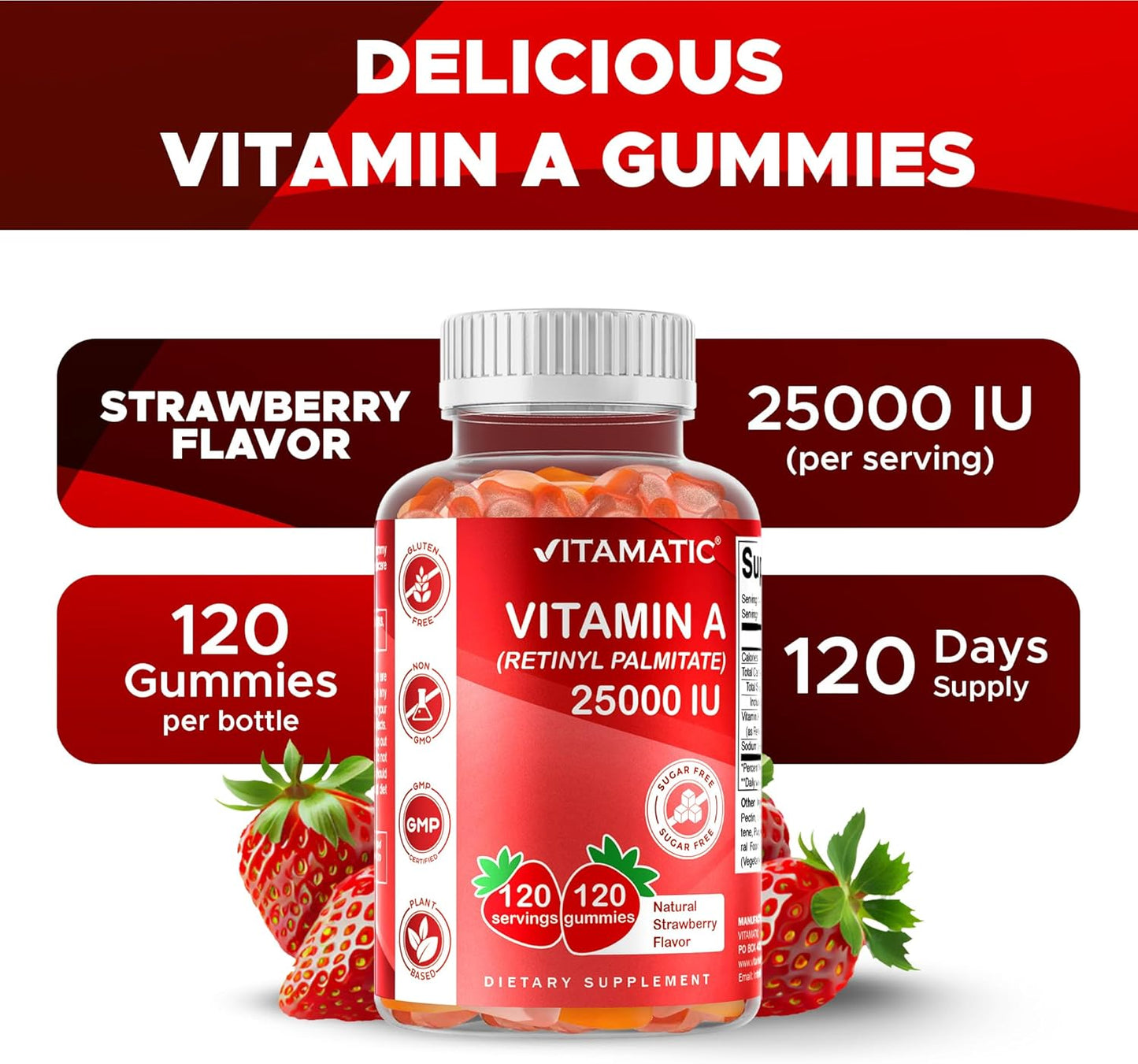 Vitamatic Sugar Free Vitamin A 25000 IU   - 120 Gummies