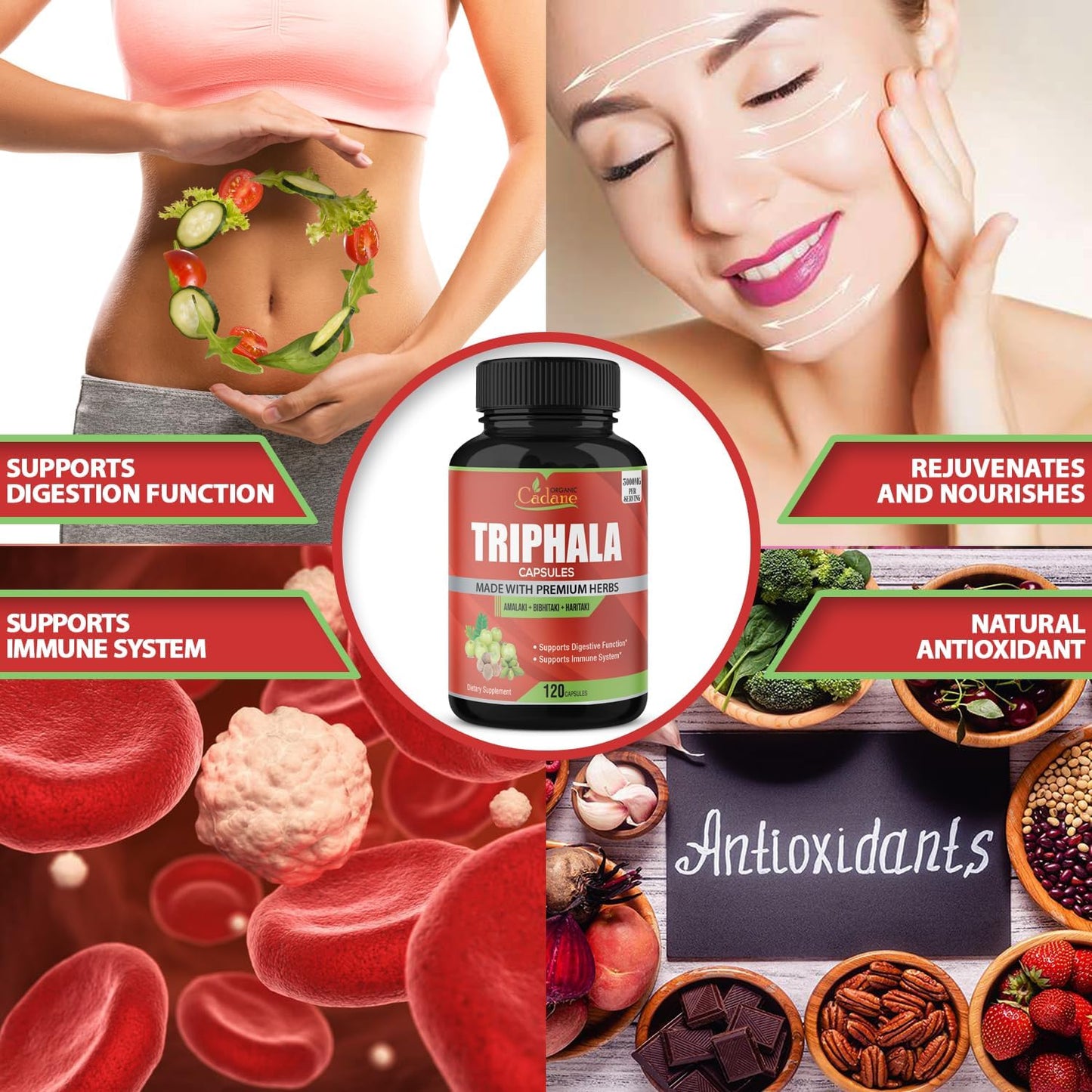 Organic Triphala Supplement 120 Veggie Capsules