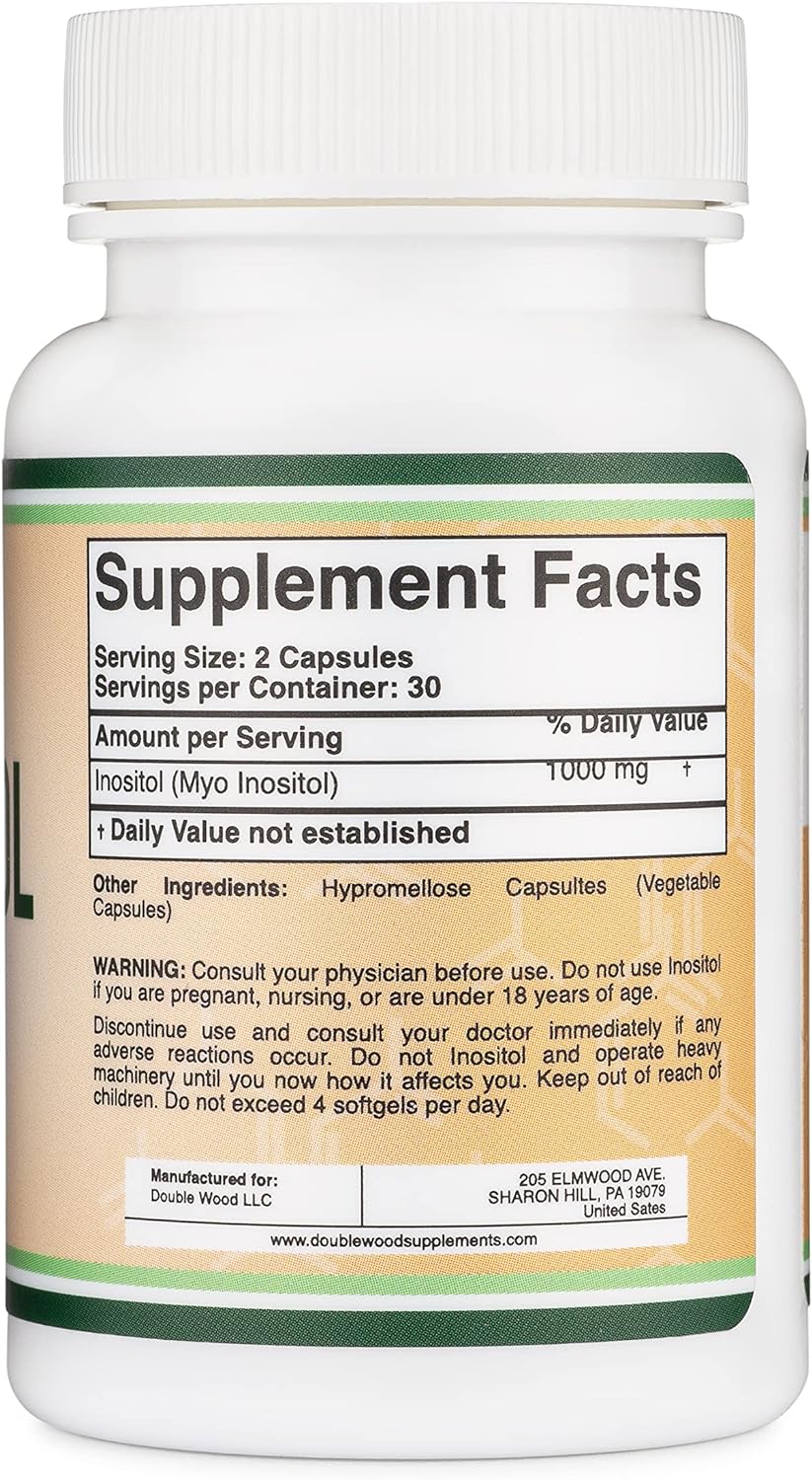 Inositol Capsules (Myo Inositol) 1000mg PCOS Supplements for Women 60 Count