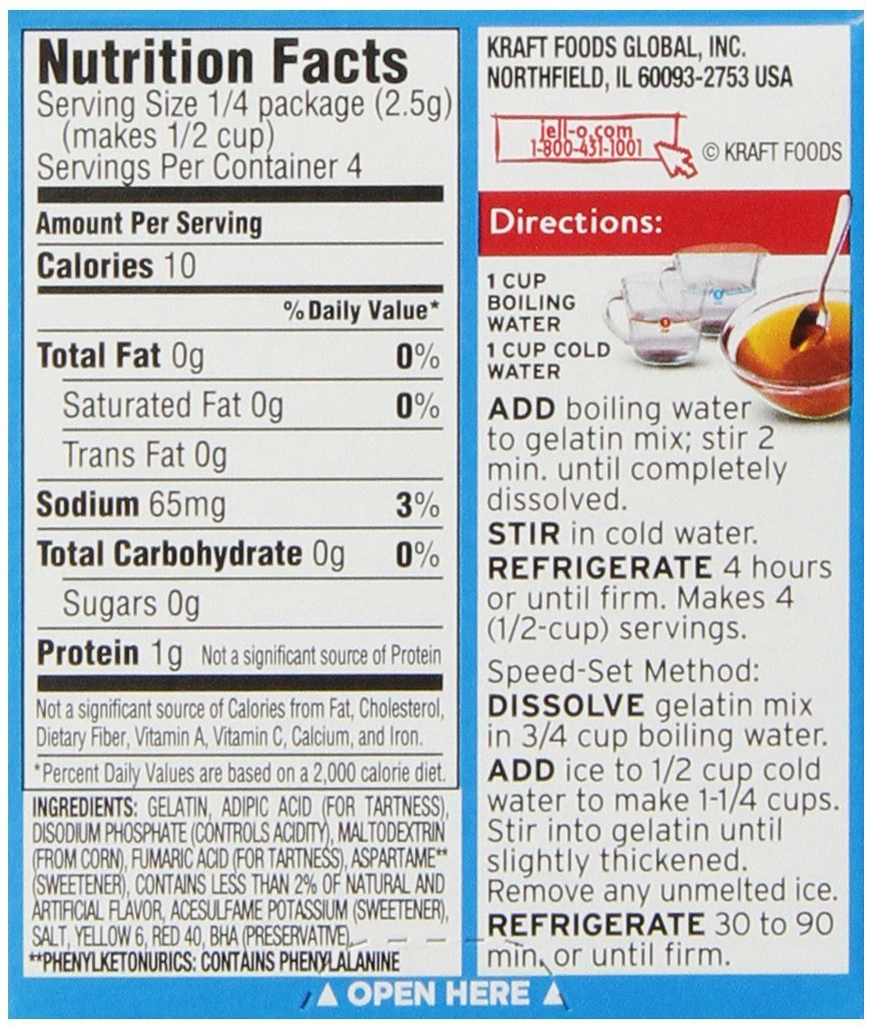 Jell-O Orange Flavor Sugar-Free Gelatin Mix, 0.30 Ounce (8.5G)