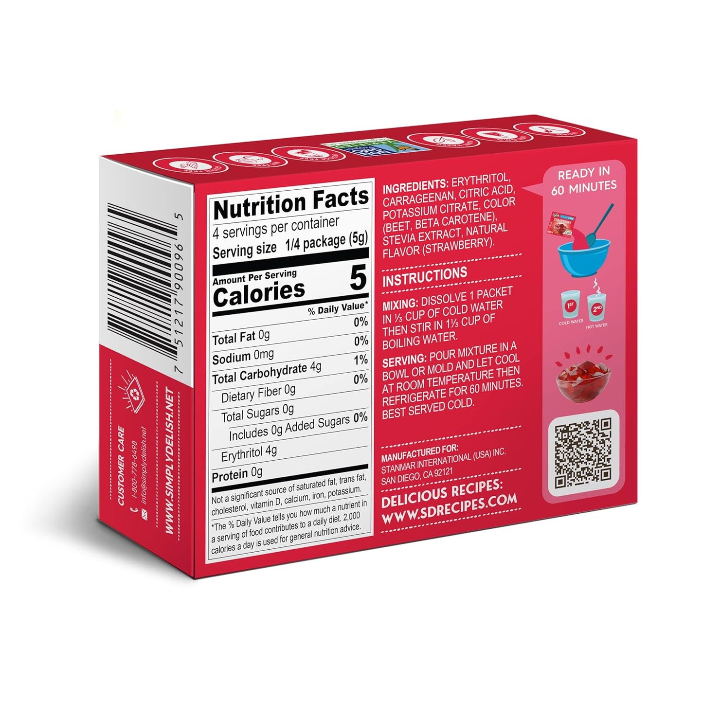 Simply Delish Natural Strawberry Jel Dessert -  0.7 OZ (0.7 OZ Pack of 2)