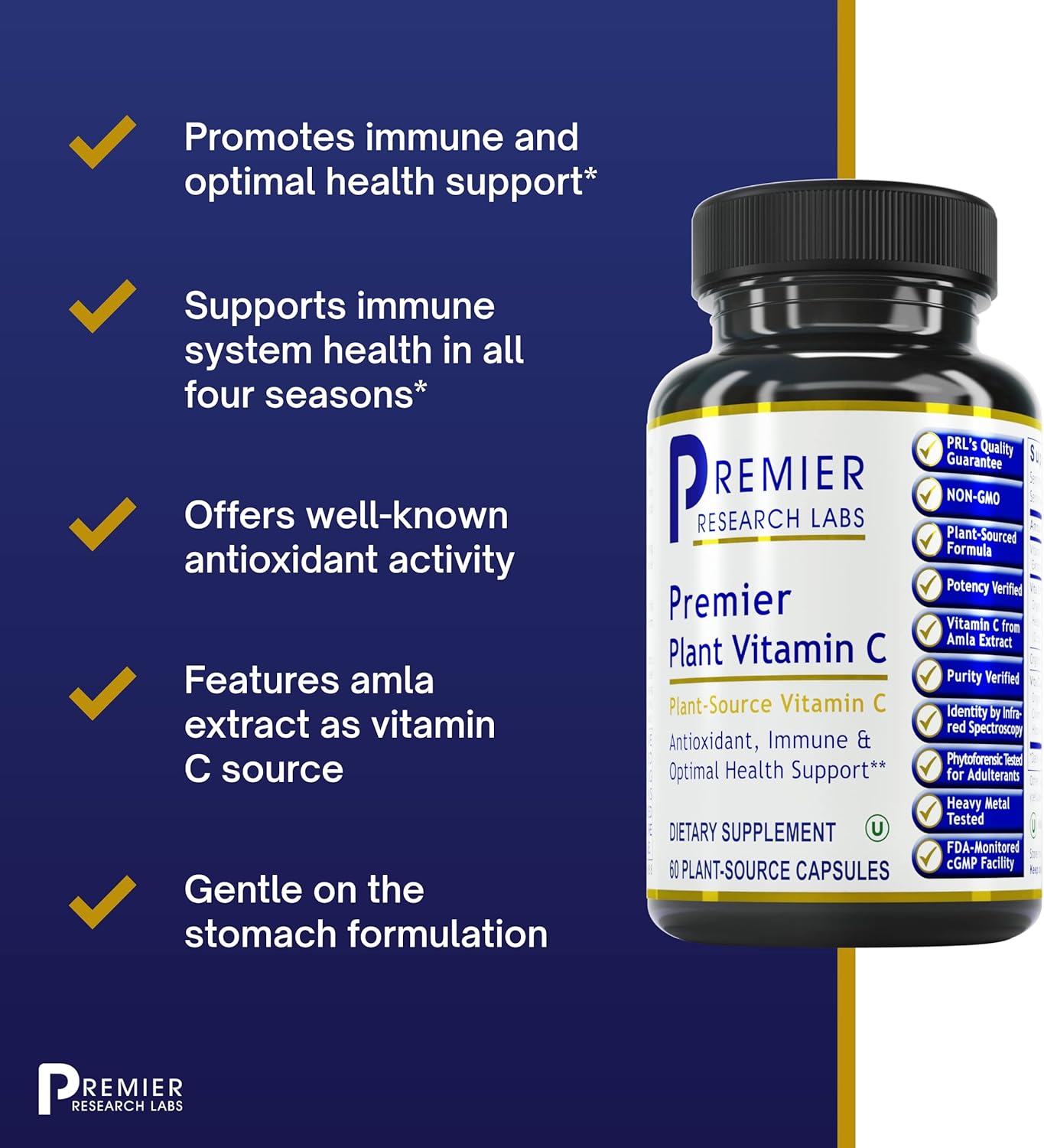 Premier Research Labs Vitamin C Supplement - 60 Vegetarian Capsules