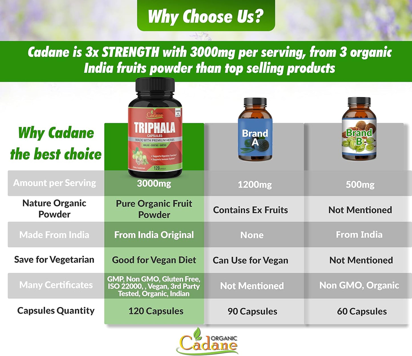 Organic Triphala Supplement 120 Veggie Capsules