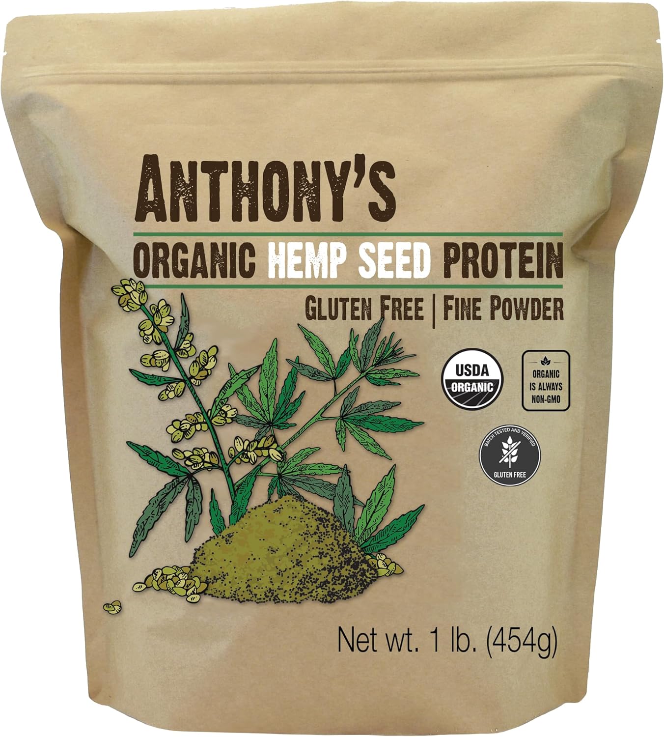 Anthony's Organic Hemp Seed Protein, 1 lb