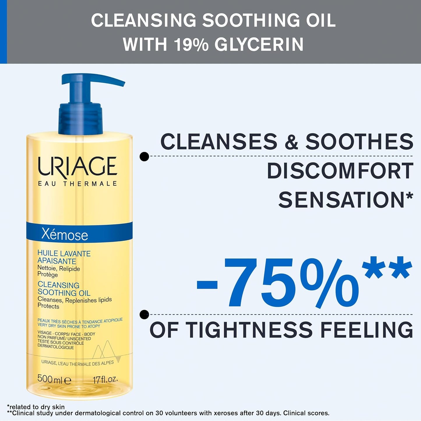 URIAGE Xémose Cleansing Soothing Oil - 17 fl oz
