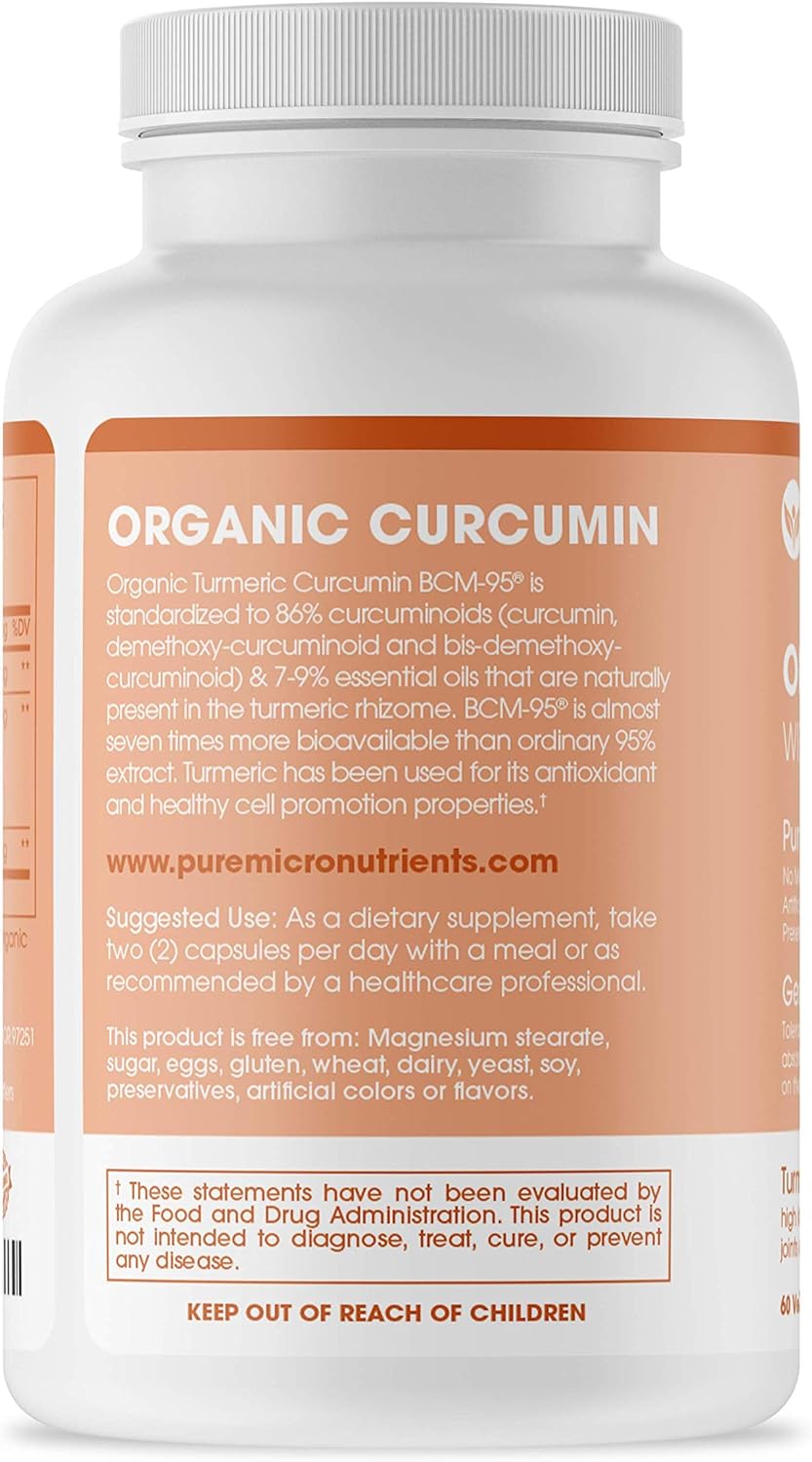 Organic Turmeric Curcumin with Black Pepper & BCM-95  - 60 Capsules