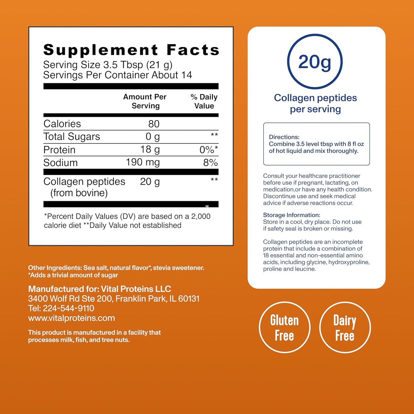 Vital Proteins® Salted Caramel Collagen Peptides, 20g