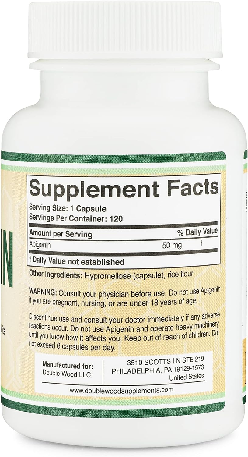 Apigenin Supplement - 50mg per Capsule, 120 Count