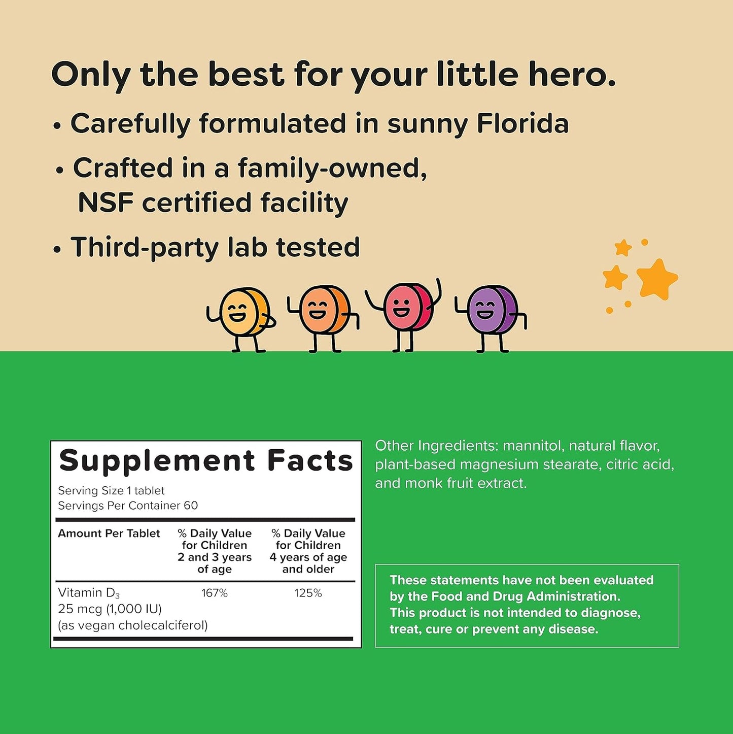 Renzo's Dynamite Vitamin D3 - Dissolving Kids Vitamin D3-60 tabs