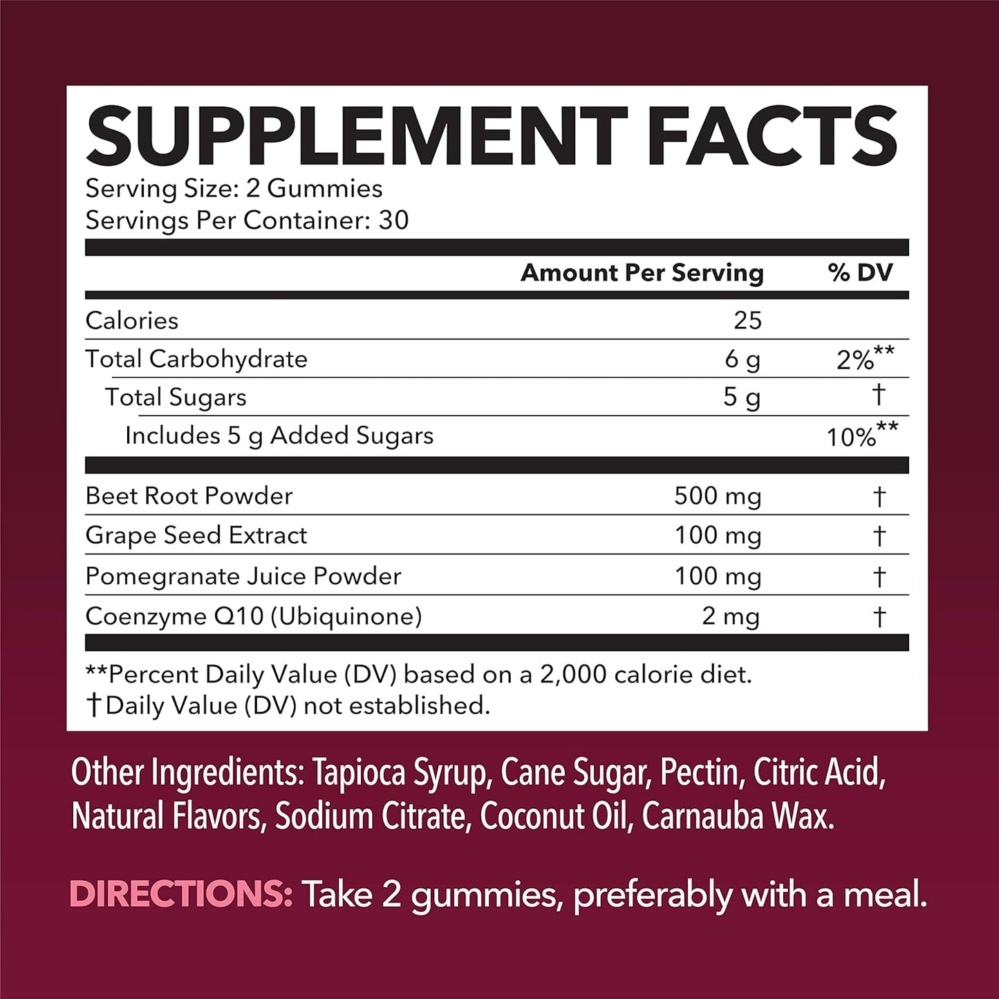 Beet Root + COQ10 Gummies Nitric Oxide Booster for Healthy Energy 60 count