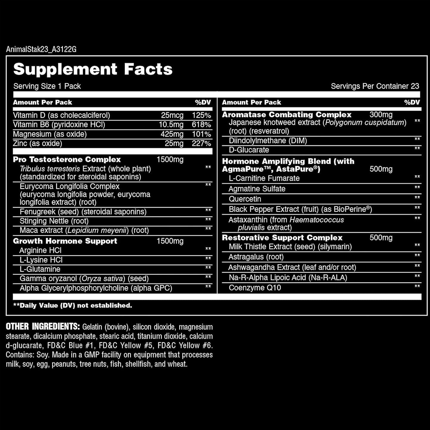 Animal Stak – Complete Natural Hormone Booster Supplement with Tribulus