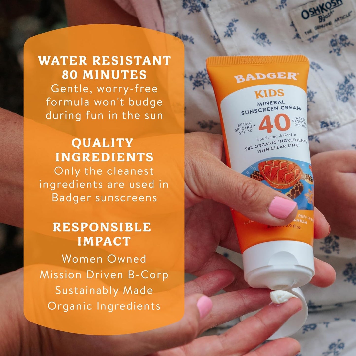 Badger Kids Mineral Sunscreen Cream SPF 40 - 2.9 fl oz