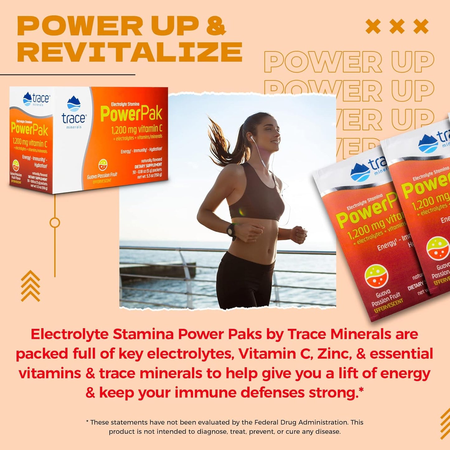 Trace Minerals Power Pak Electrolyte Powder Packets 30 Packets