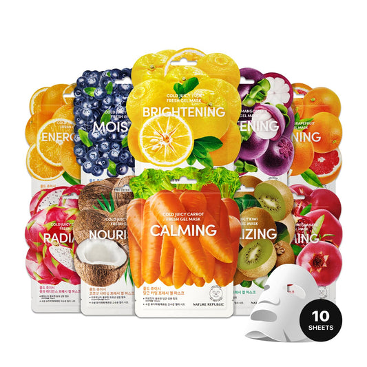 Nature Republic Cold Juicy Fresh jelly Face Mask Set (10 Pack)