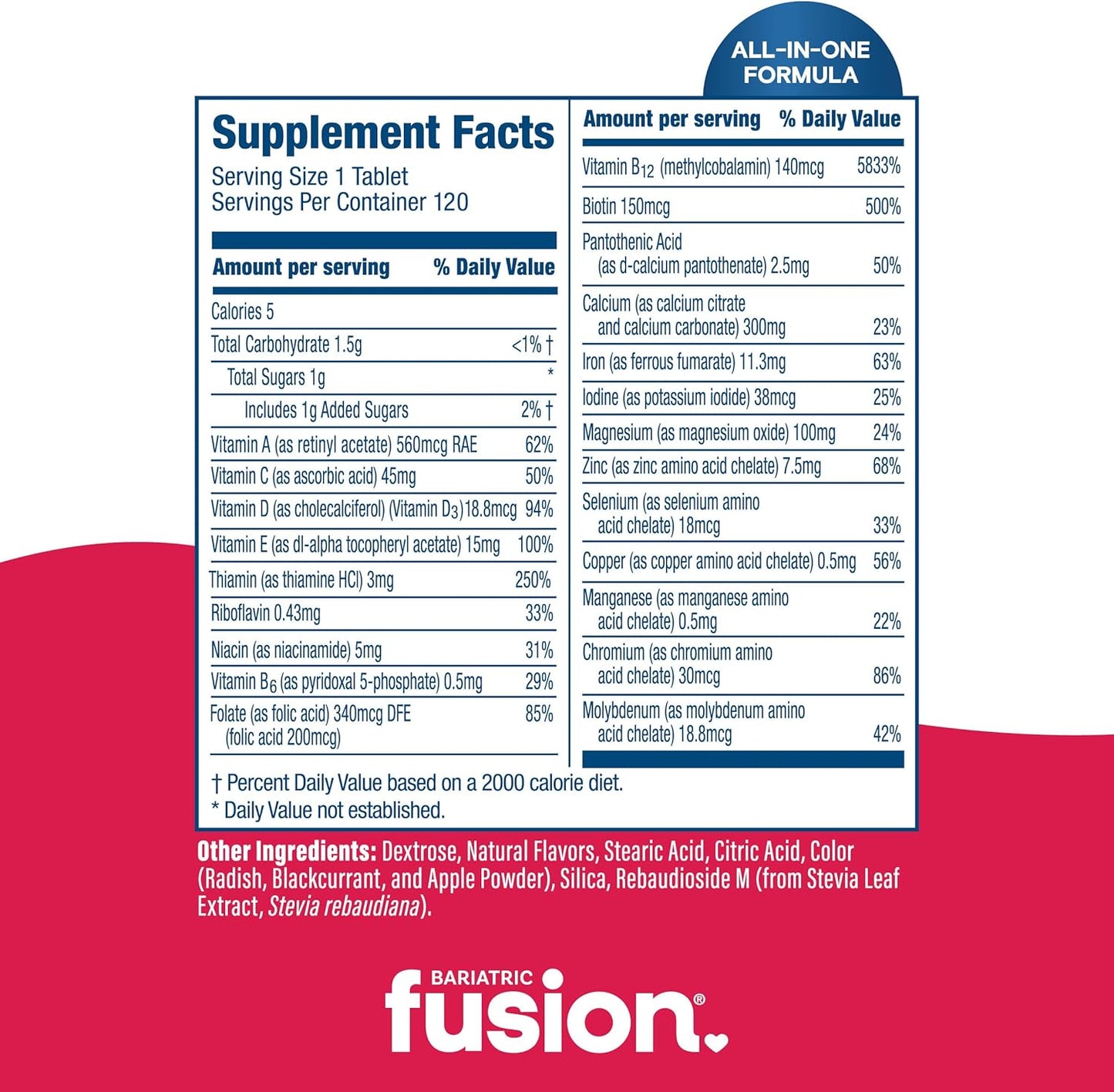 Bariatric Fusion  Multivitamin with Iron Complete Chewable Strawberry -120 count