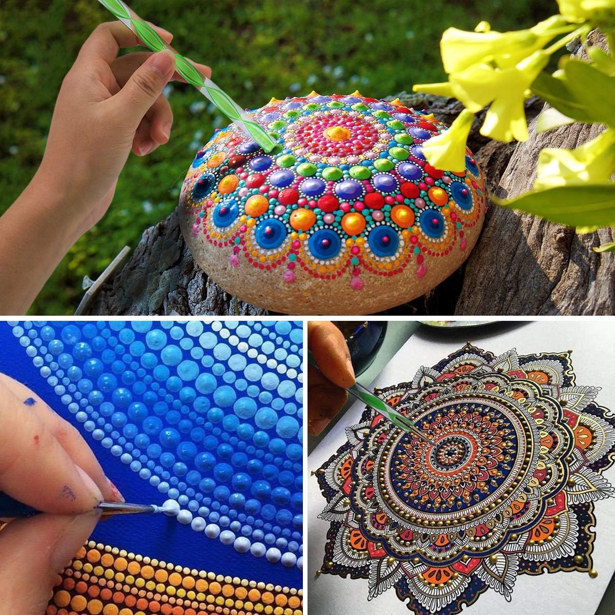 37 PCS Mandala Dotting Tools Stencil Set, Dotting Tools, Brushes and Paint