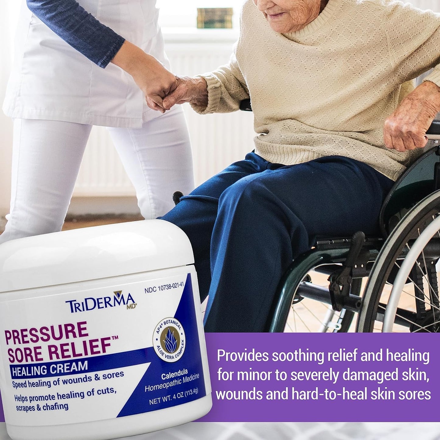 TriDerma MD Pressure Sore Relief Healing Cream for Bed Sores Treatment, 4 oz